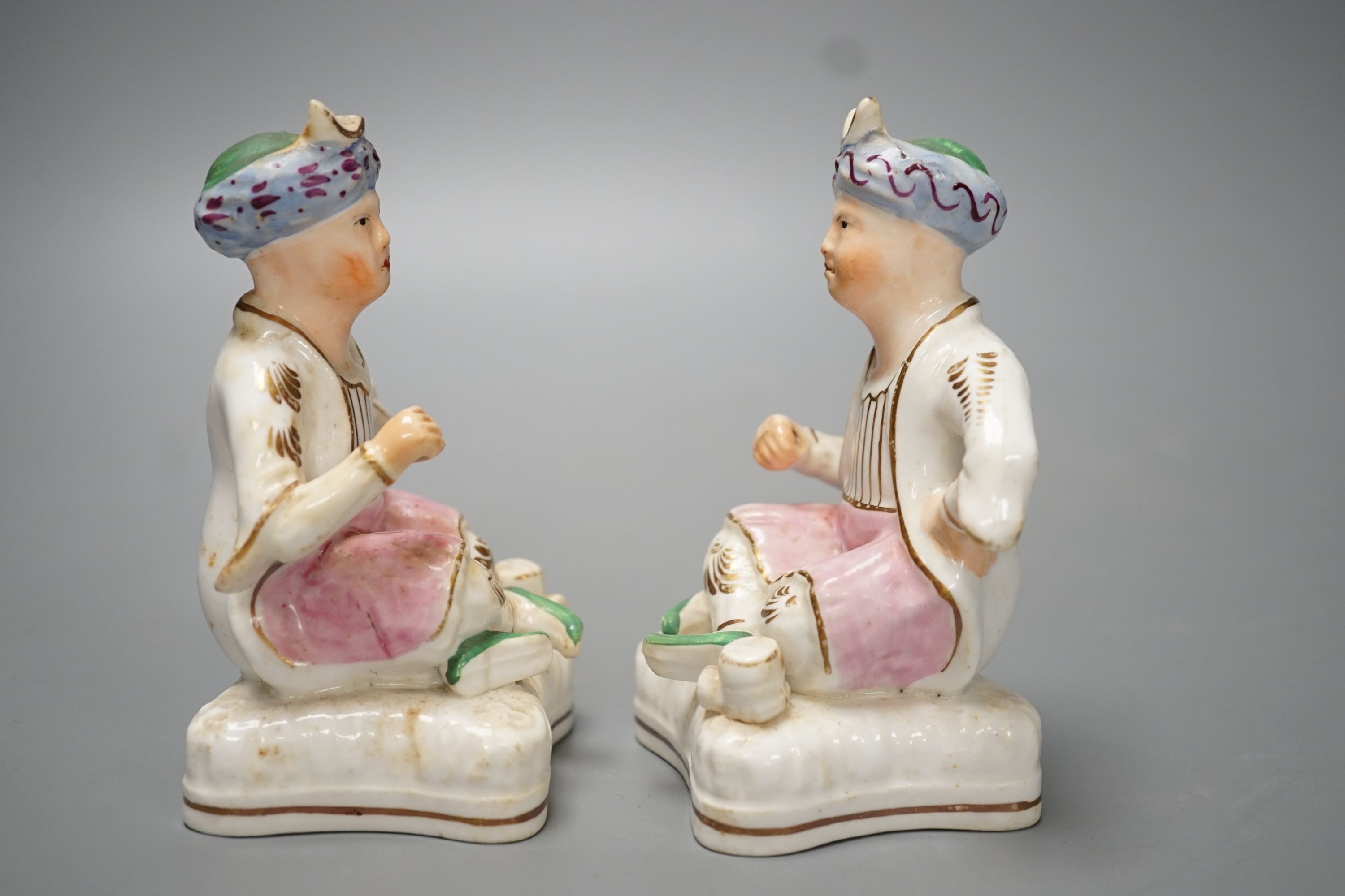 Two Staffordshire porcelain figures of seated Ottoman Turks - 12.5cm high